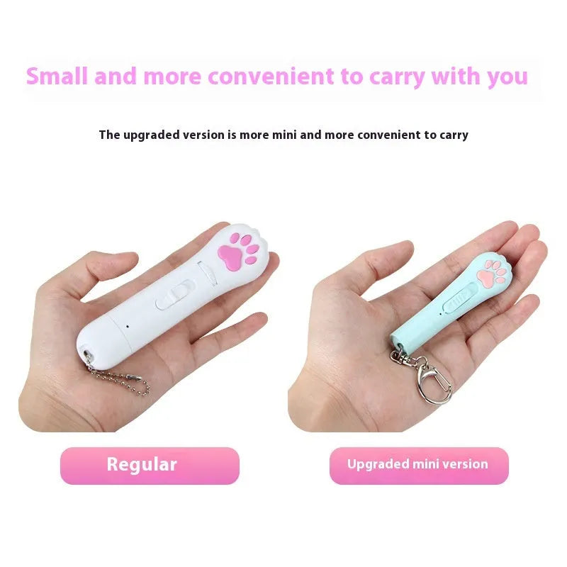 Infrared cat teasing stick with laser patterns, moon-light lamp and pet footprints design in plastic