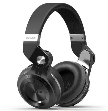 Bluedio T2 Plus wireless Bluetooth on-ear headphones in blue, showing ear cup and headband.