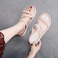 Women's solid-colour casual sandals in red, made from breathable PP material for summer.