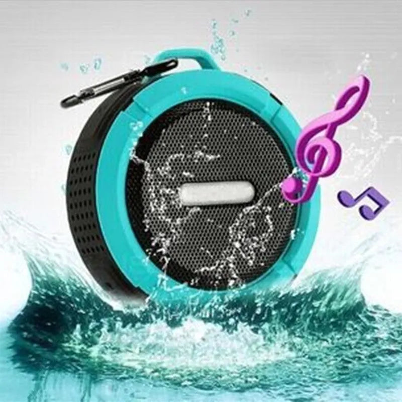 C6 waterproof portable Bluetooth speaker in black blue green red or yellow with mountaineering buckle
