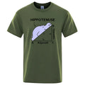 Funny Hippotenuse Opposite Adjacent mathematics print on a loose-fit cotton t-shirt.