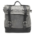 Thick waterproof canvas motorcycle side bag showing dimensions and black colour option