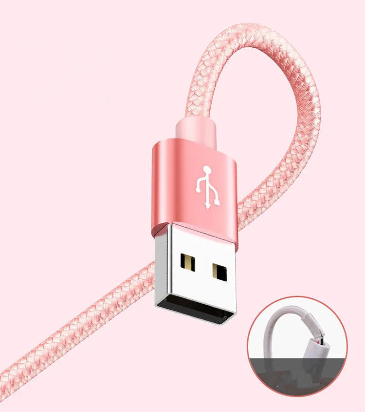 Three-in-one mobile phone charging cable with Micro USB connector in six colour options