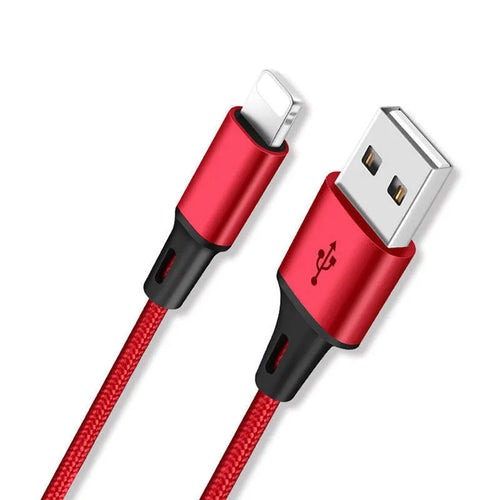 Braided 3-in-1 data cable with aluminium alloy connectors showing red, blue, silver and black colour options