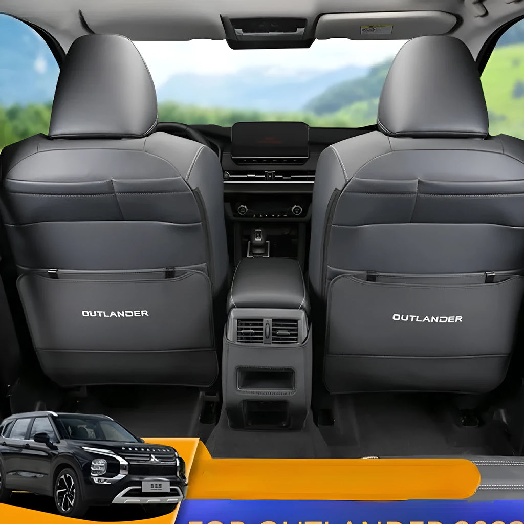 Set of three leather anti-kick pads for 2023 Mitsubishi Outlander seat and door armrest protection.