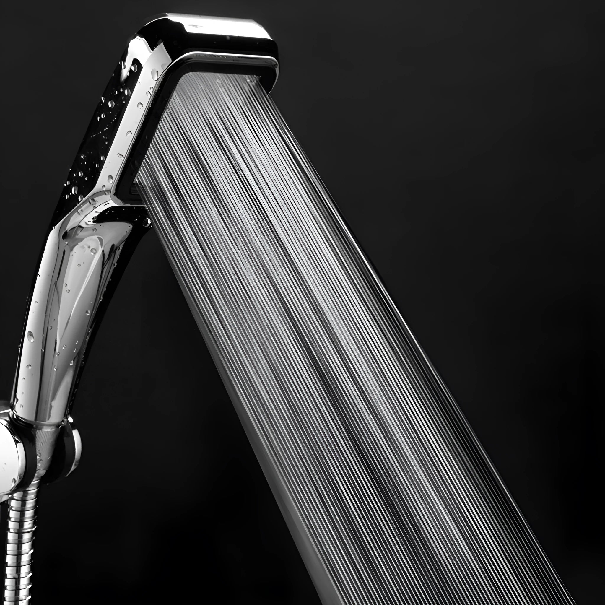 Orange hand-held pressurised shower with high-pressure rain function