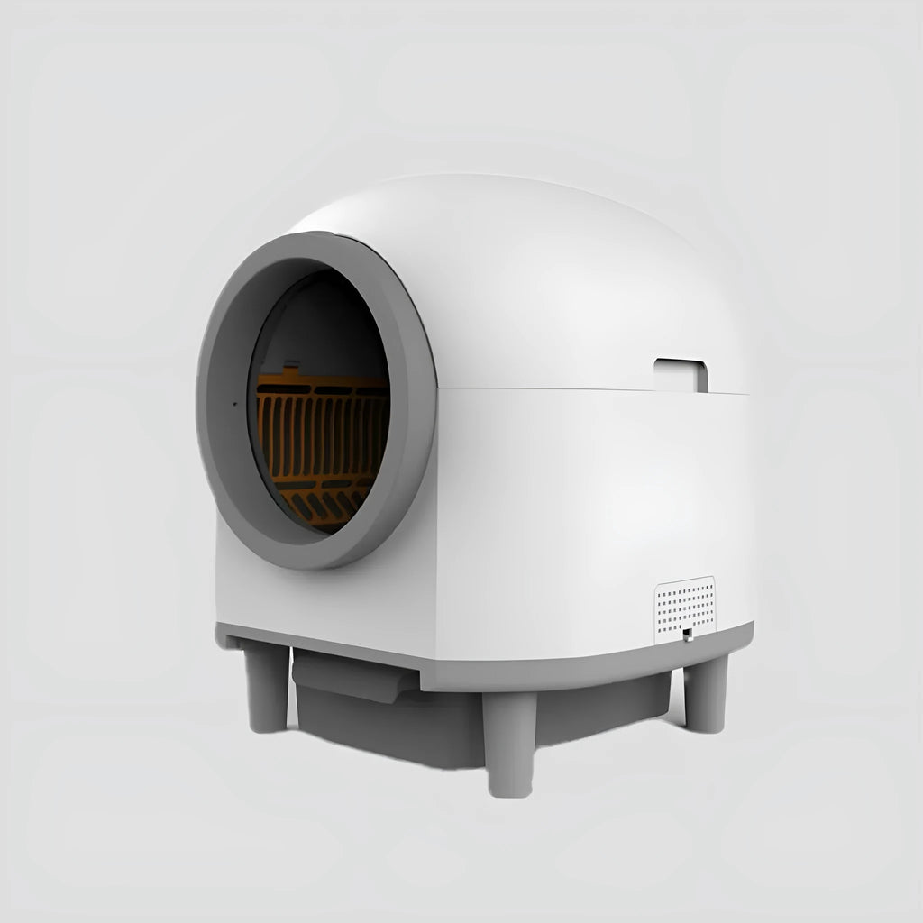 White automatic enclosed cat litter box with ABS plastic construction for cats up to 10kg