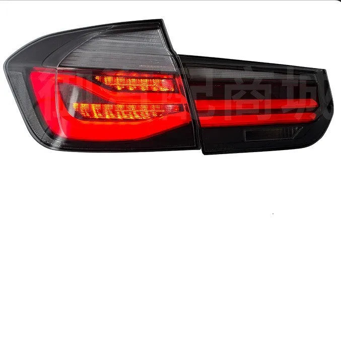BMW 3 Series modified tail light assembly with streamer steering LED running light in red or smoked black finish
