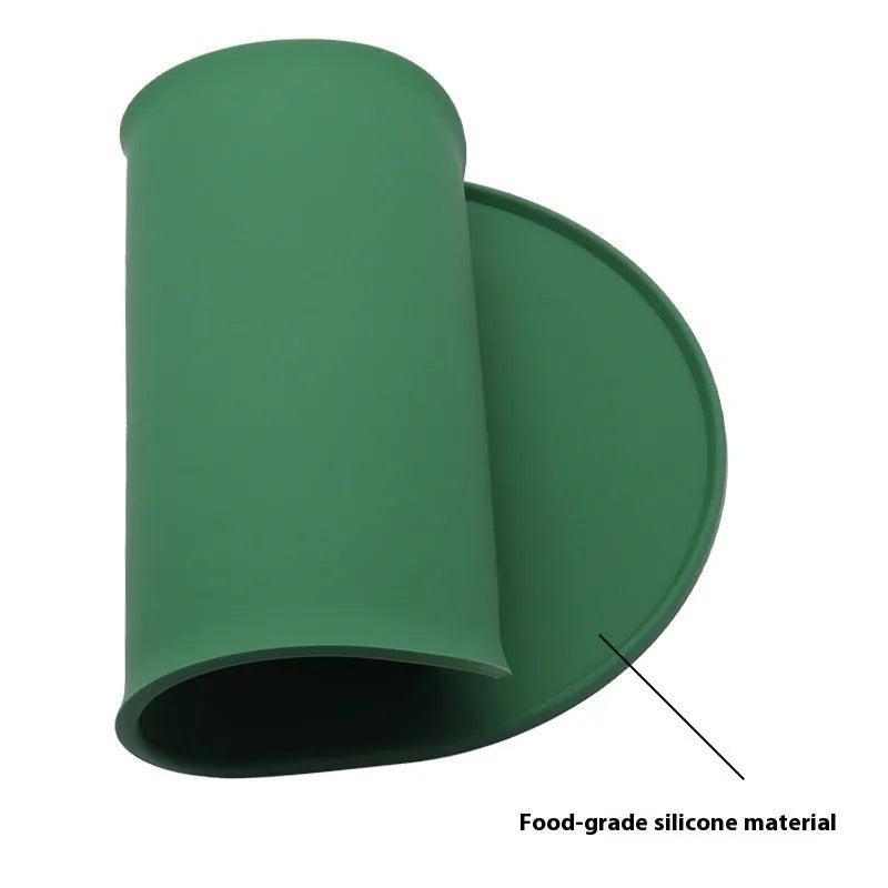 Silicone waterproof cat feeding placemat in beige colour showing size options
