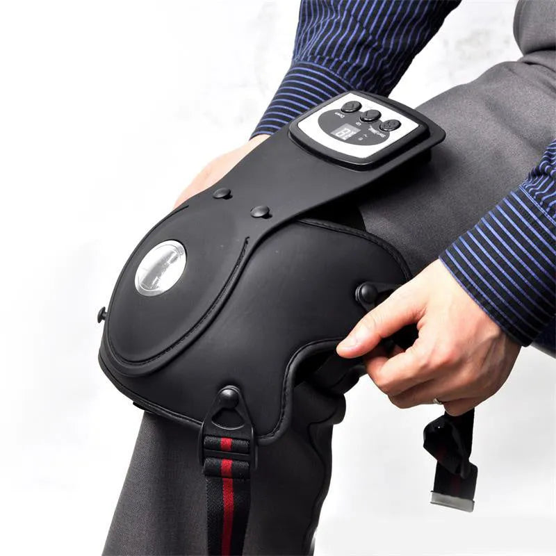 Knee and shoulder massager unit with infrared heat, knee pads, shoulder pads, and power adapter