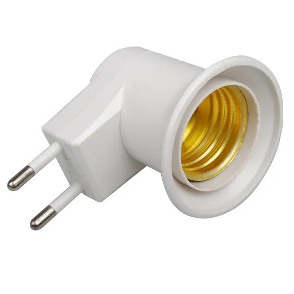 White E27 screw lamp holder adapter with wall plug and switch control