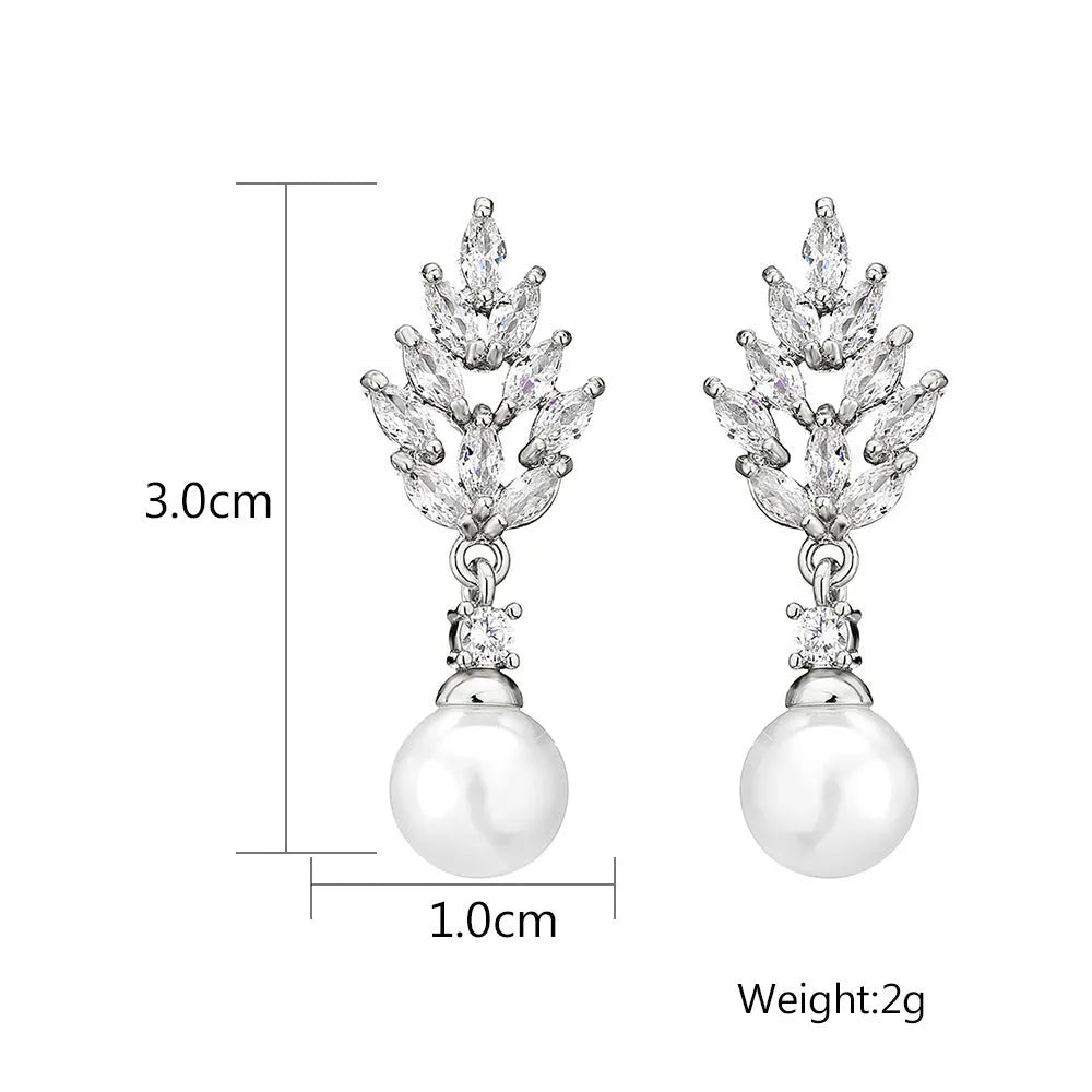 Geometric flower earrings with micro inlaid zircon stones in gold, platinum and rose gold plating options