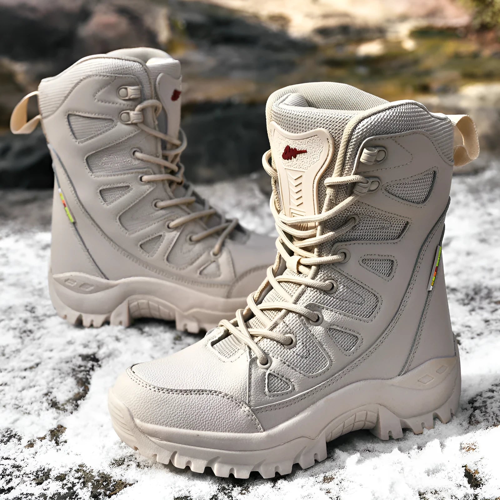 Men's hi-top hiking shoes in cowhide leather available black brown beige