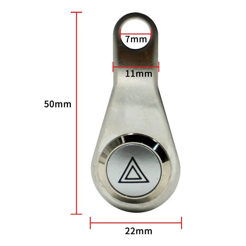 Black stainless steel motorcycle double flash switch with light ring indicator and 7mm mounting hole