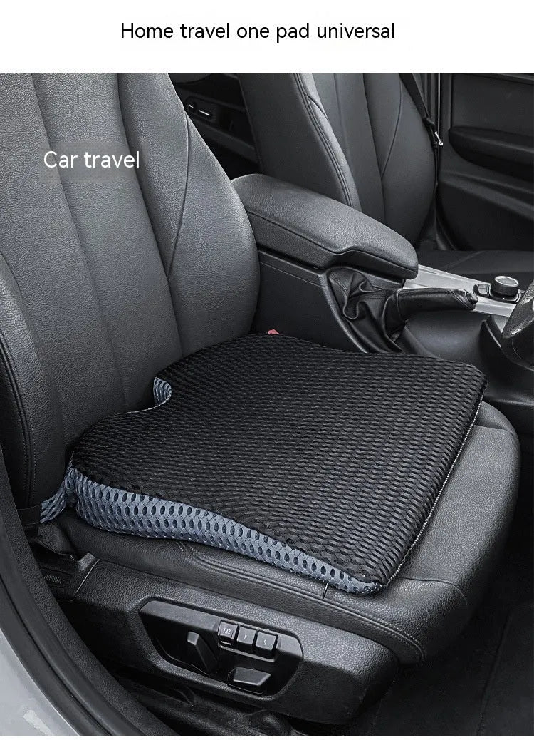 Memory foam seat cushion with adjustable straps in black, grey and creamy white colours