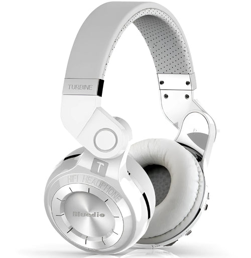 Blue String T2 black over-ear Bluetooth headset with large earcups and folding metal headband