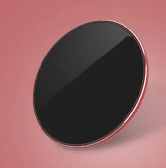Ultra-thin aluminium alloy wireless charger in golden, red, rose gold, or silvery colours with Micro USB port