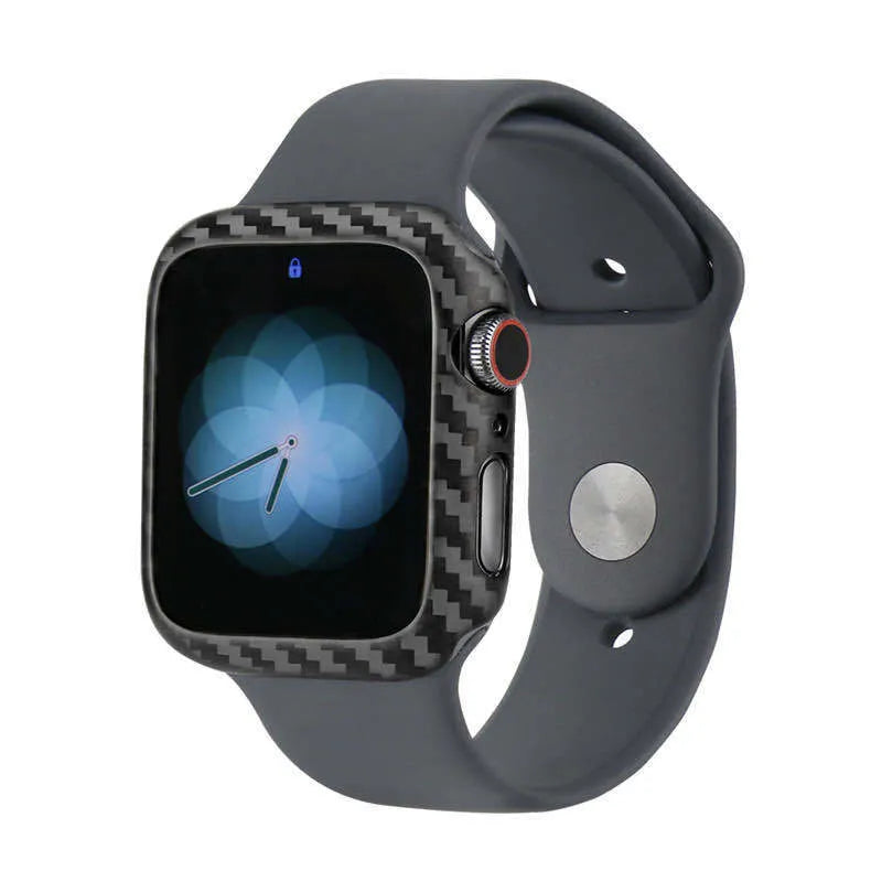 Carbon fibre and leather half-wrap case for black Apple Watch Series 4 44mm
