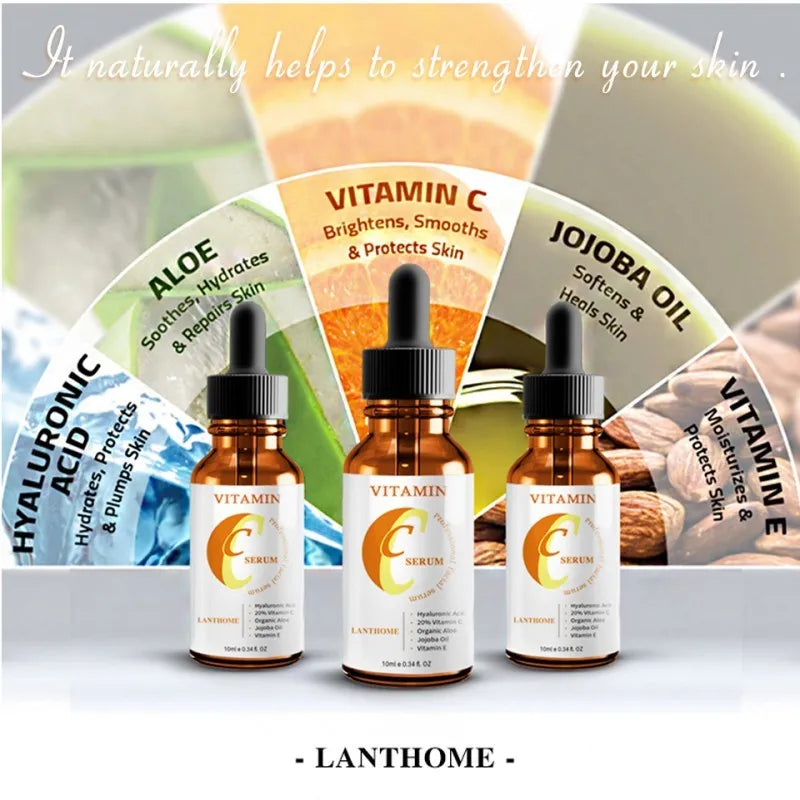 10ml bottle of Vitamin C Hyaluronic Acid Facial Serum for skin brightening and anti-aging