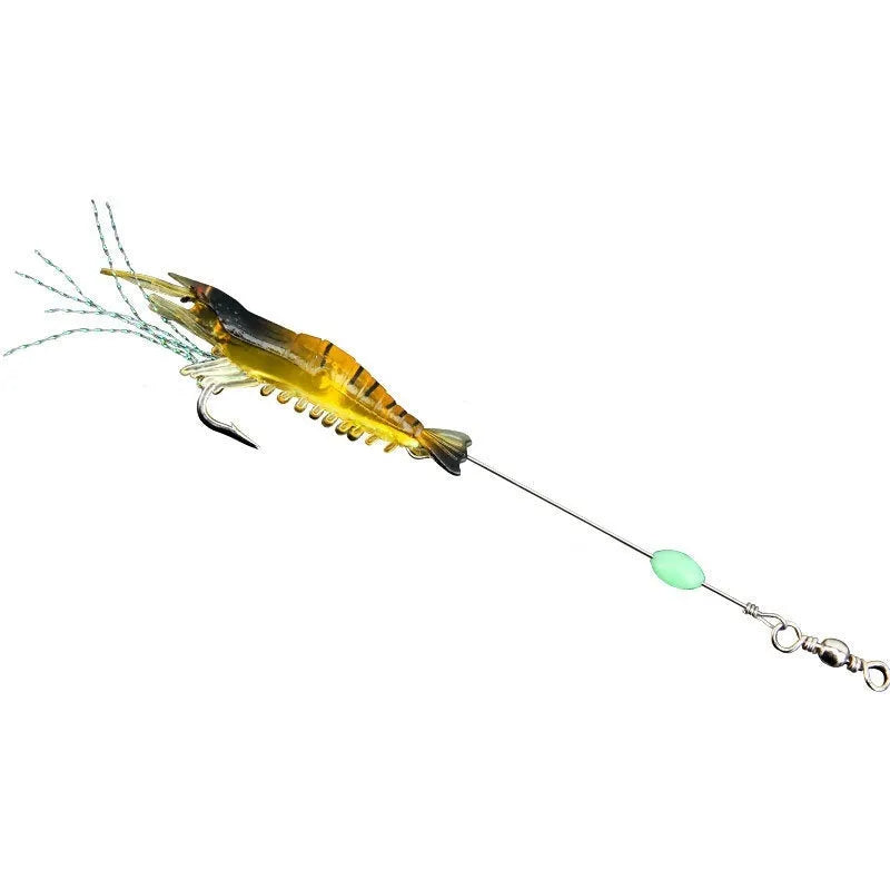 Luer soft fishing lure with integrated hook in six colour variations including black head yellow body and luminous options