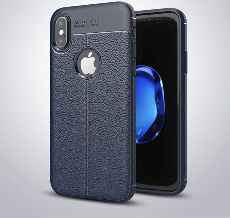 WeFor fitted phone case for OnePlus 6 in black, showing PU leather back and soft silicone sides.