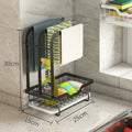 Foldable plastic kitchen rack in Chinese style design with rag draining storage