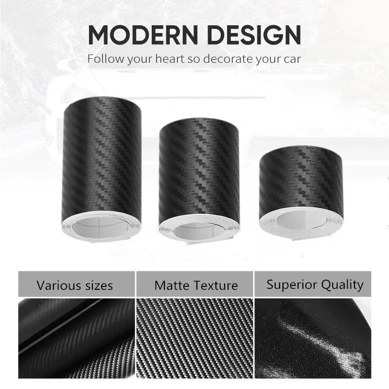 Matte 3D carbon fibre protection film roll for car door sills and bumpers in multiple width options