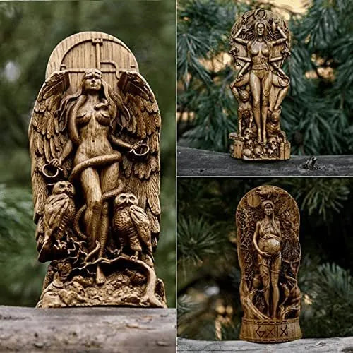 Detailed resin statue of a Greek Goddess, 22 cm tall, on a neutral background.