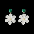 Dark green alloy floral earrings with sterling silver needles and wirework sweet flowers design
