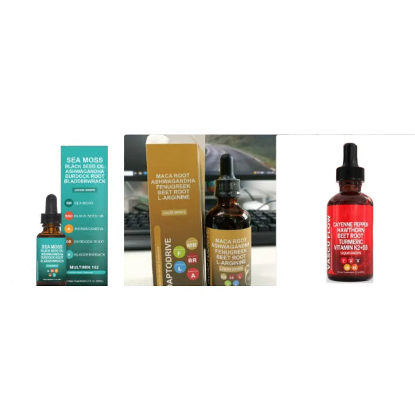60ml glass bottle of Vitamin D3 and K2 with Hawthorn Fruit liquid supplement drops with glass dropper.