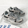 Men's Korean style platform sneakers with lace-up front and height-increasing sole in neutral colours