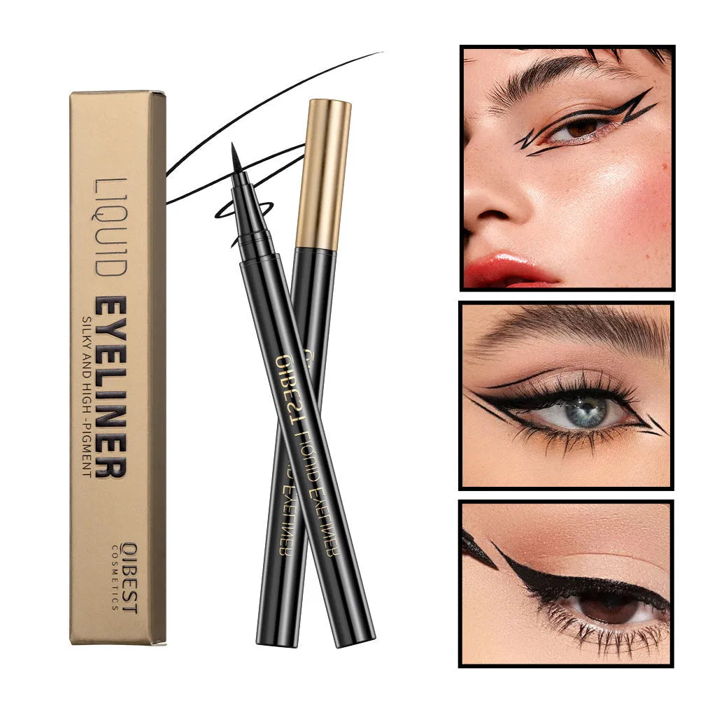 Black liquid eyeliner pen with a precision brush tip applicator, shown in shade Q2407.