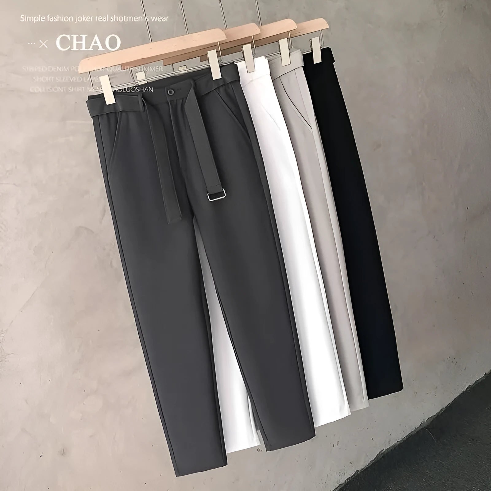 Boys slim straight wool trousers in tapered cut with straight leg opening