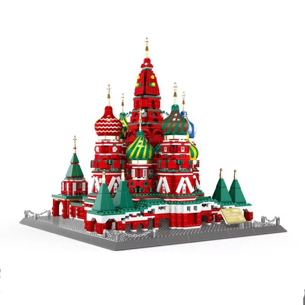 Wange plastic building block set with over 800 pieces for constructing landmark models including Big Ben and the Statue of Liberty.