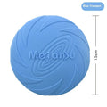 A soft rubber dog frisbee flying disc toy for outdoor fetch, shown in a choice of blue, green, or red.