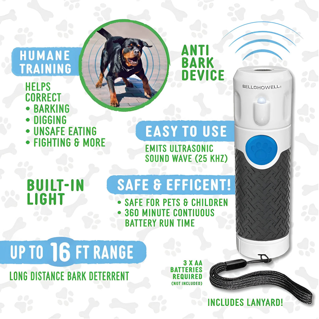White handheld ultrasonic dog trainer for behaviour correction and bark control