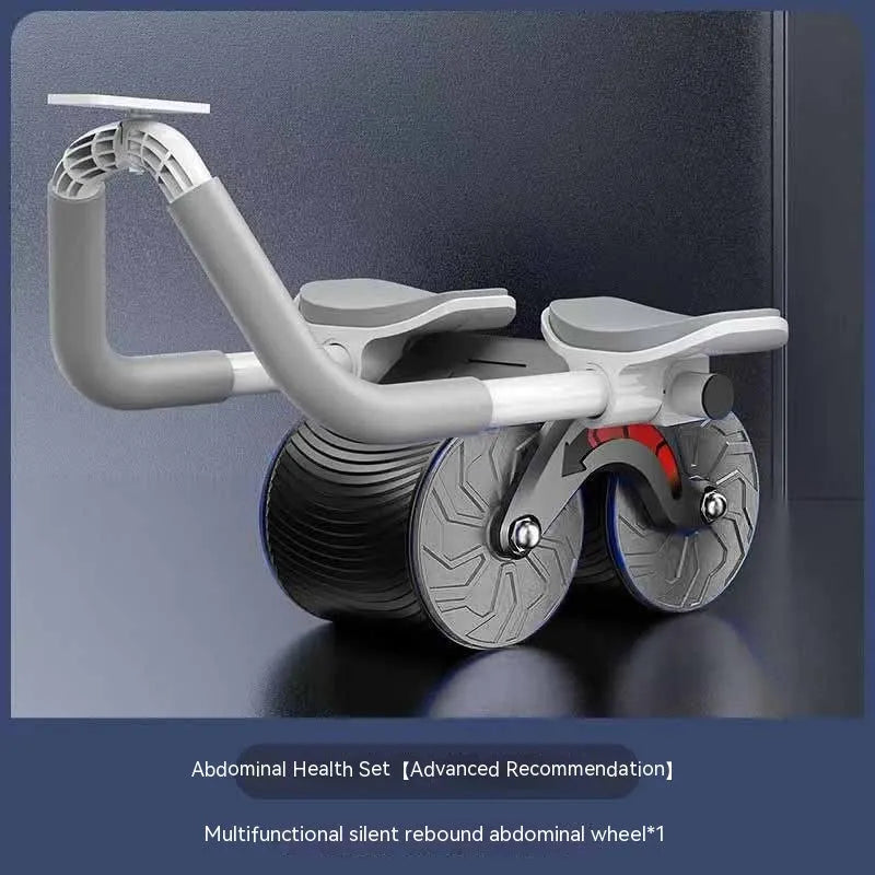 Automatic rebound abdominal exercise wheel with 10cm wide wheel and included lock edge yoga mat for core workouts