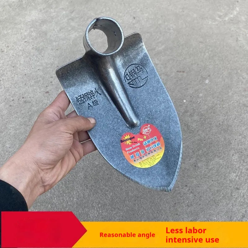 Agricultural pointed hoe with manganese steel head and flat hoe design for weeding and soil preparation