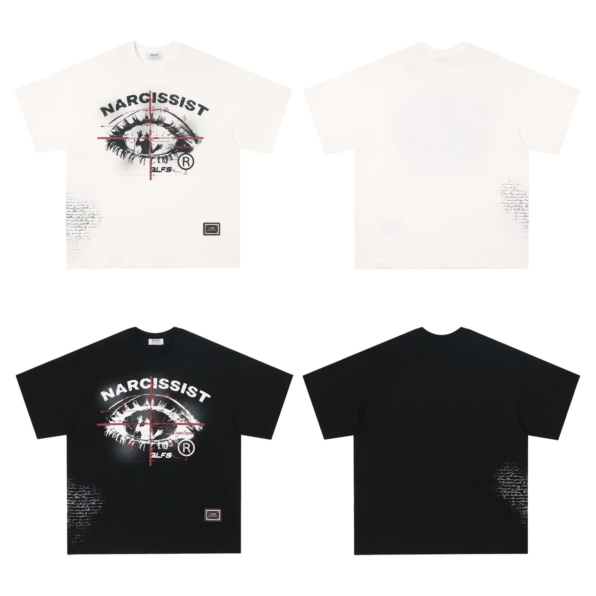 American retro hip hop gothic pure cotton T-shirt with letter print in black or white colour