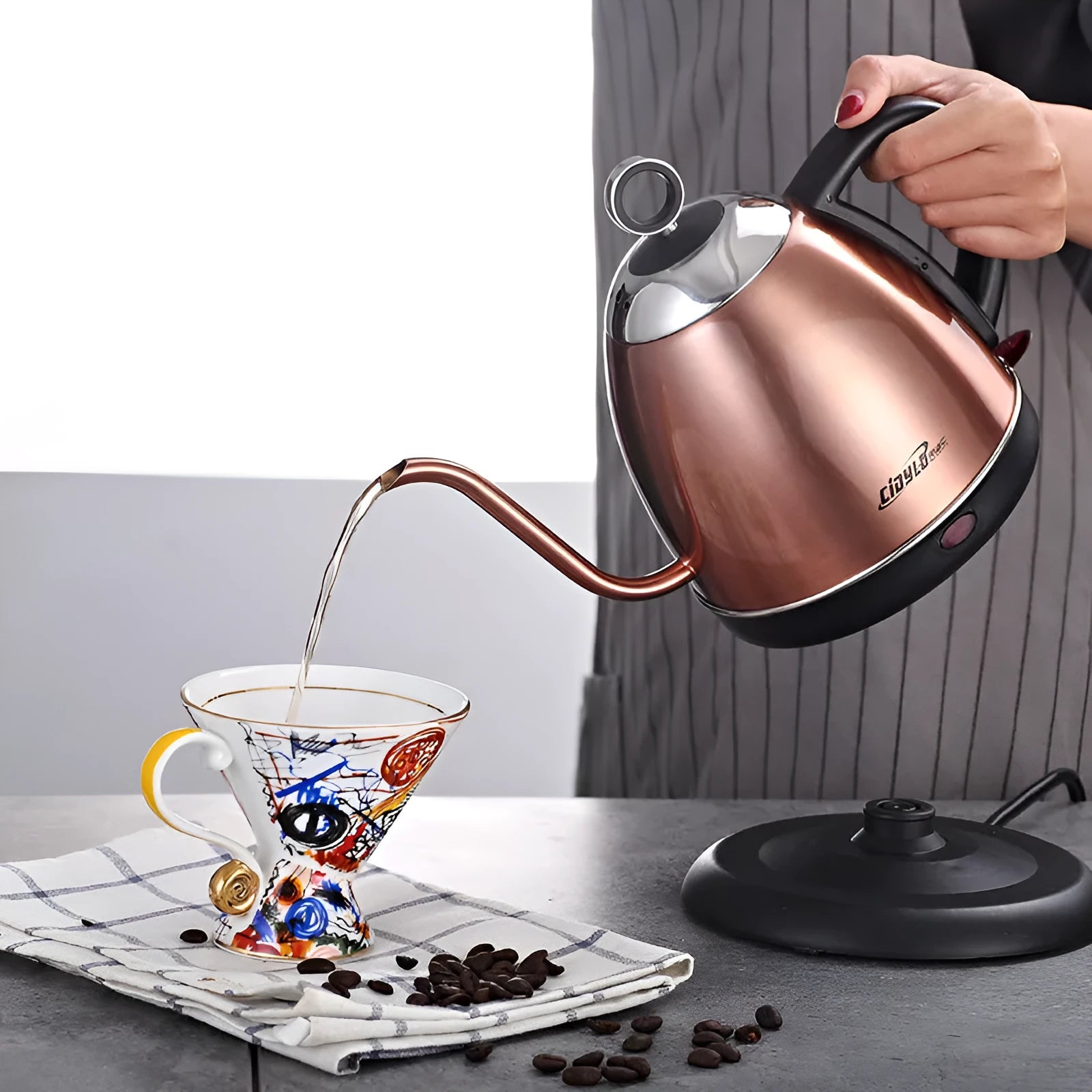 Gold full-automatic constant temperature stainless steel kettle with touch control