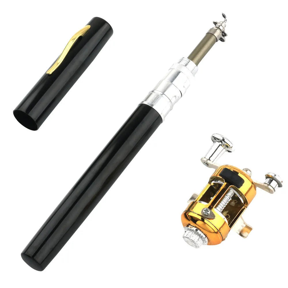 Telescopic pen fishing rod kit with aluminium case and ST5RL reel in multiple colours.