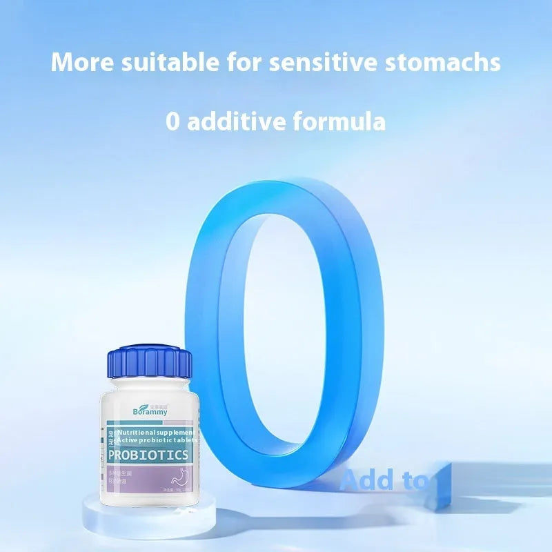 Bottle of Pet Active Probiotic Tablets containing 180 tablets for dog and cat digestive health support.