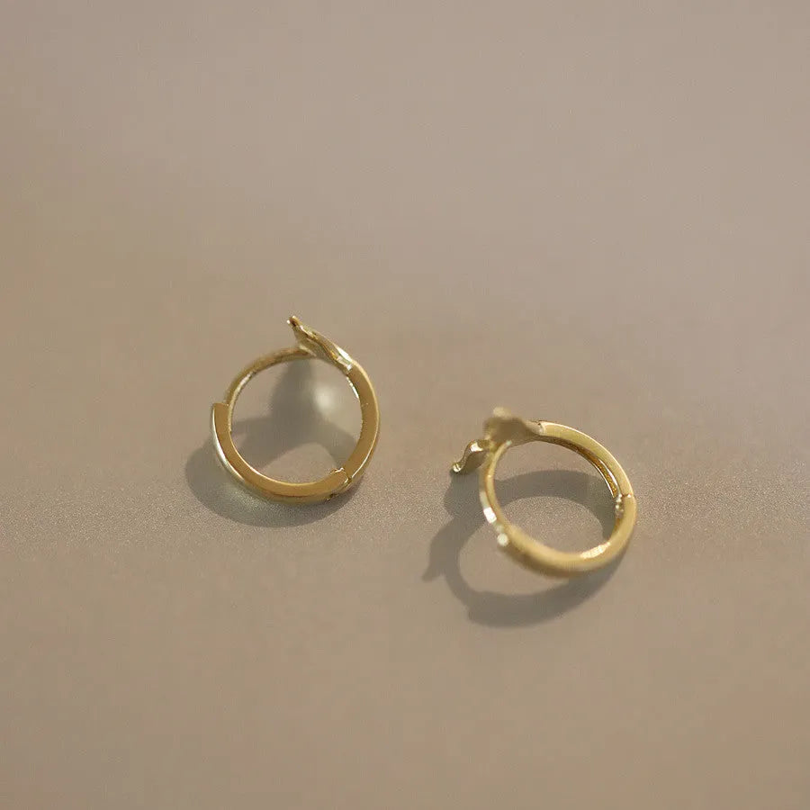 S925 sterling silver gold colour fishtail ear rings with 8mm inner diameter
