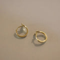 S925 sterling silver gold colour fishtail ear rings with 8mm inner diameter