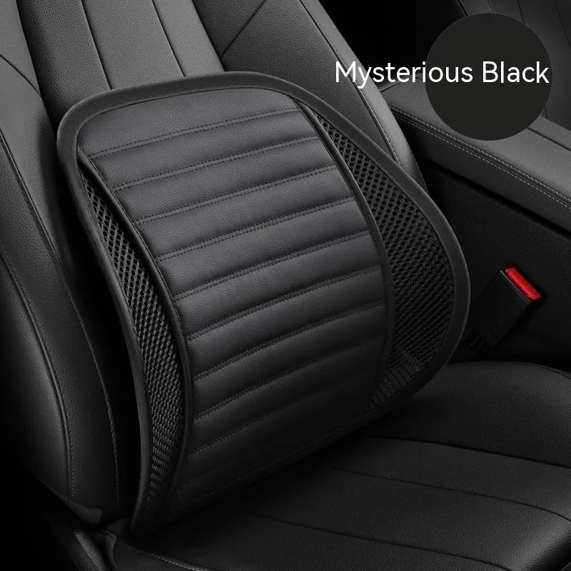 Leather lumbar support cushion for car seats and office chairs in five colour options