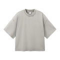 Men's vintage cotton t-shirt with washed-out treatment in khaki light colour showing loose fit and drop-shoulder sleeves