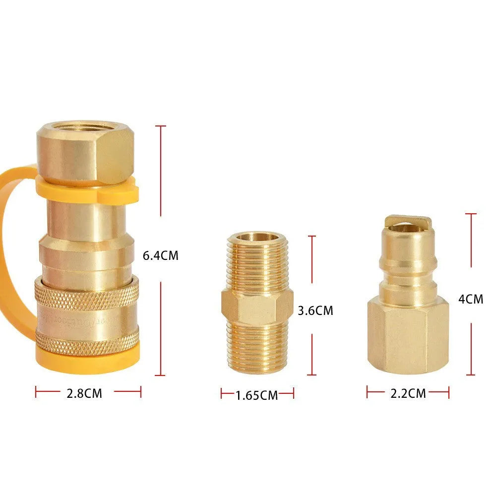 Brass gas propane conversion charging connector with 3/8 tank connection and American standard thread