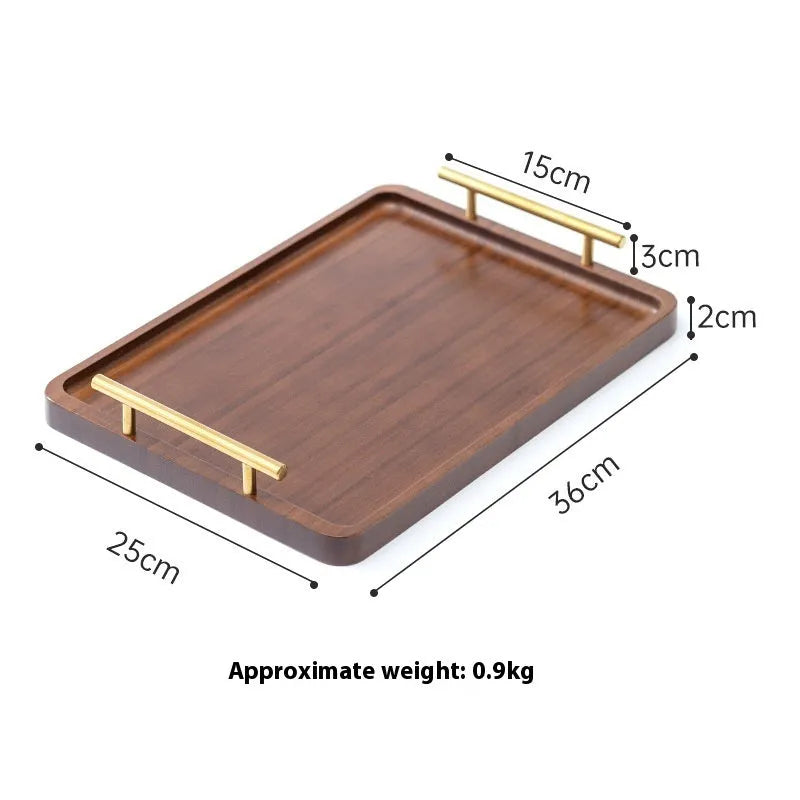 Square bamboo tray with brown handle for barbecue shops and commercial kitchens
