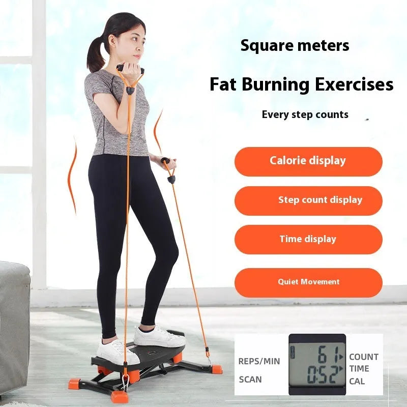 Black mini fitness skiing machine with elastic hand straps on compact 77cm frame