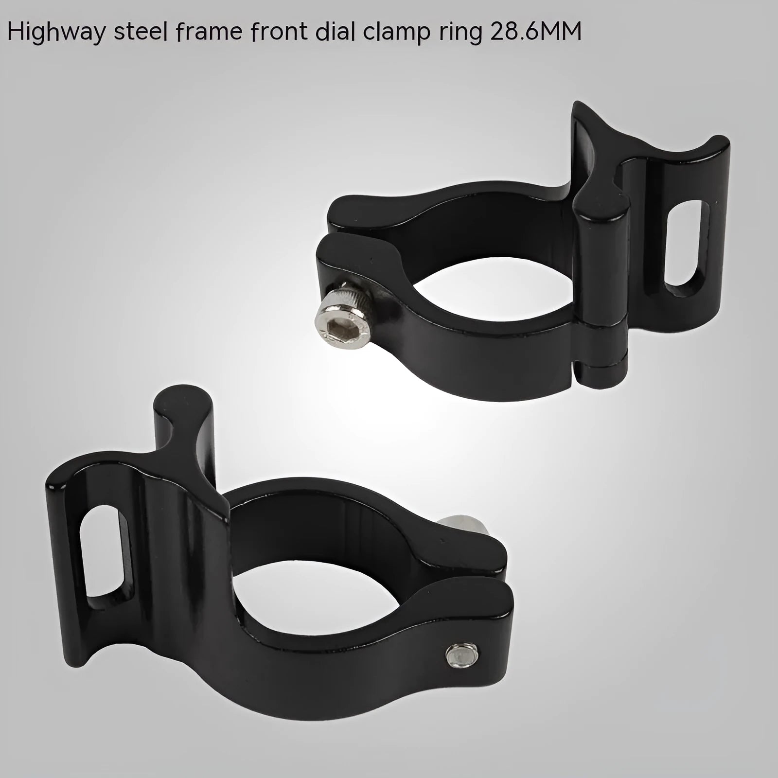 Black aluminium alloy vehicle clamp ring with 28.6mm diameter for automotive and machinery applications